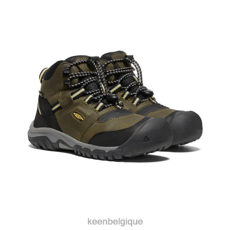 chaussure KEEN botte imperméable Ridge Flex olive foncé/citron foncé Grands enfants PD0JD948