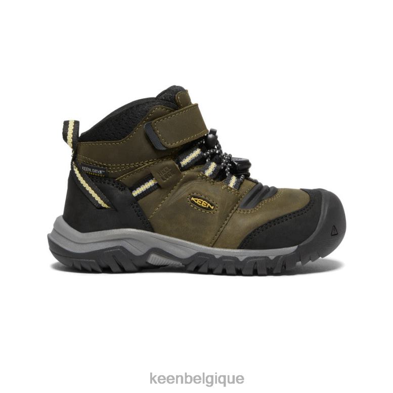 chaussure KEEN botte imperméable Ridge Flex olive foncé/citron foncé petits enfants PD0JD907