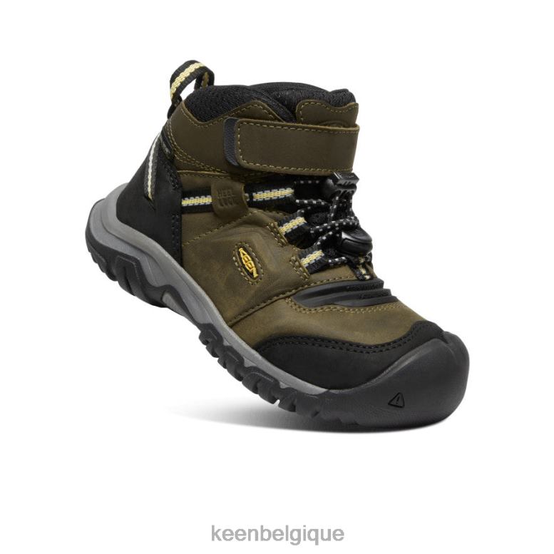 chaussure KEEN botte imperméable Ridge Flex olive foncé/citron foncé petits enfants PD0JD907