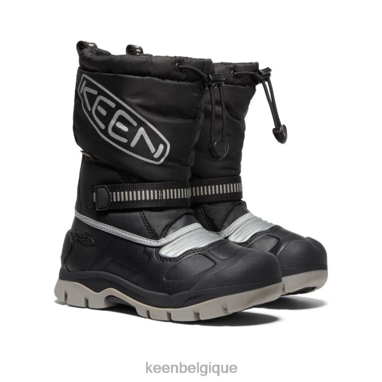 chaussure KEEN botte imperméable à la traîne des neiges Noir argent petits enfants PD0JD1007