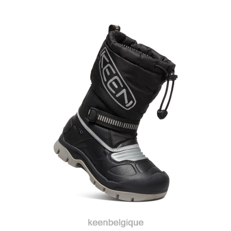 chaussure KEEN botte imperméable à la traîne des neiges Noir argent petits enfants PD0JD1007