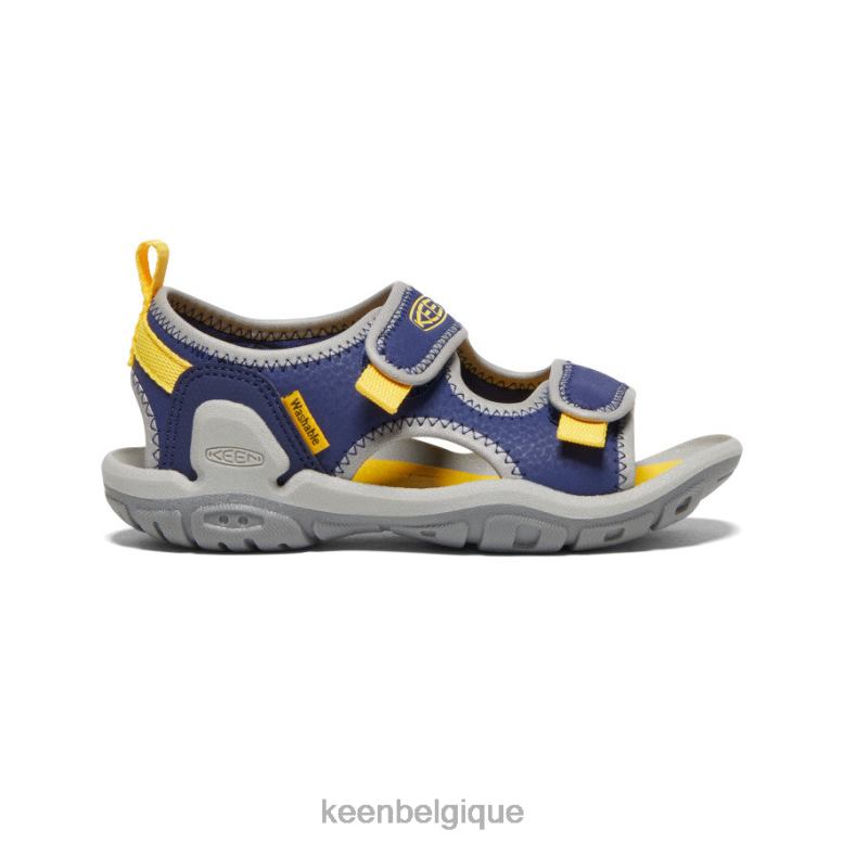 chaussure KEEN Knotch Creek à bout ouvert bleu profond/jaune petits enfants PD0JD771