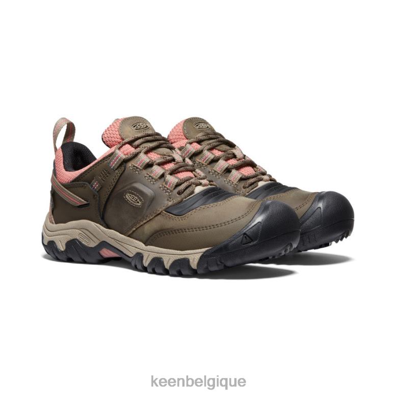 chaussure KEEN Ridge Flex imperméable à l'eau Timberwolf/poussière de brique femmes PD0JD649