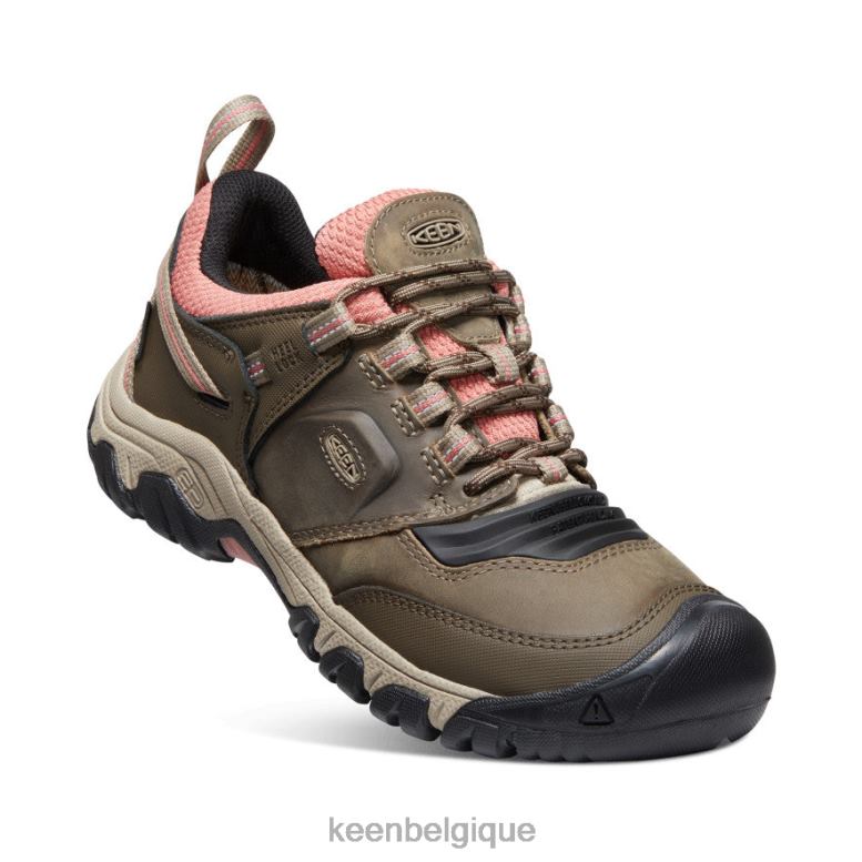 chaussure KEEN Ridge Flex imperméable à l'eau Timberwolf/poussière de brique femmes PD0JD649