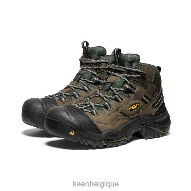 chaussure KEEN Braddock imperméable mi-haut (embout en acier) gargouille/forêt nuit Hommes PD0JD354