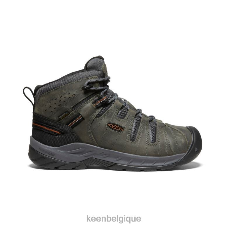 chaussure KEEN Flint II imperméable mi-haut (bout souple) gris acier/écaille de tortue Hommes PD0JD76