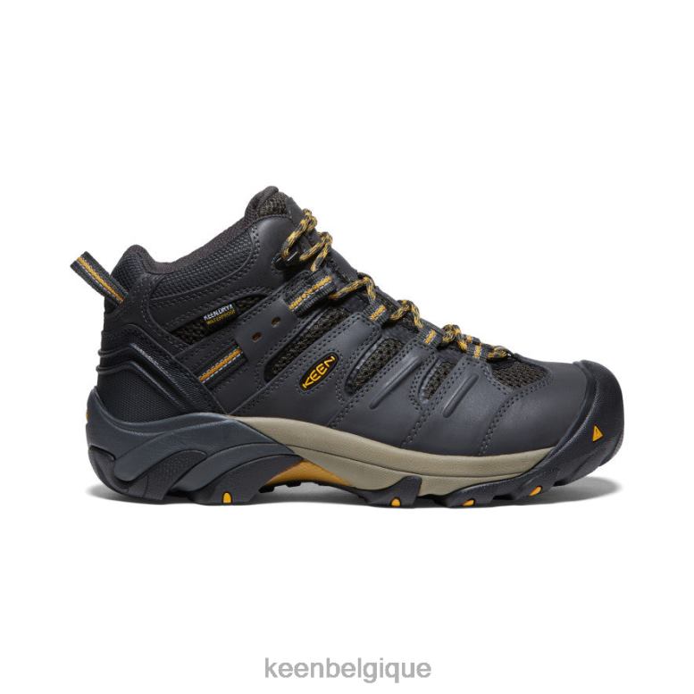 chaussure KEEN Lansing Mid imperméable (embout en acier) corbeau/olive fauve Hommes PD0JD91