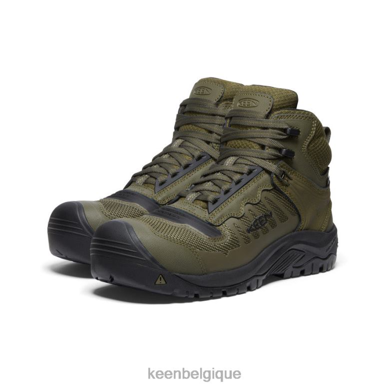 chaussure KEEN Reno Mid KBF imperméable (embout en fibre de carbone) olive foncé/noir Hommes PD0JD20
