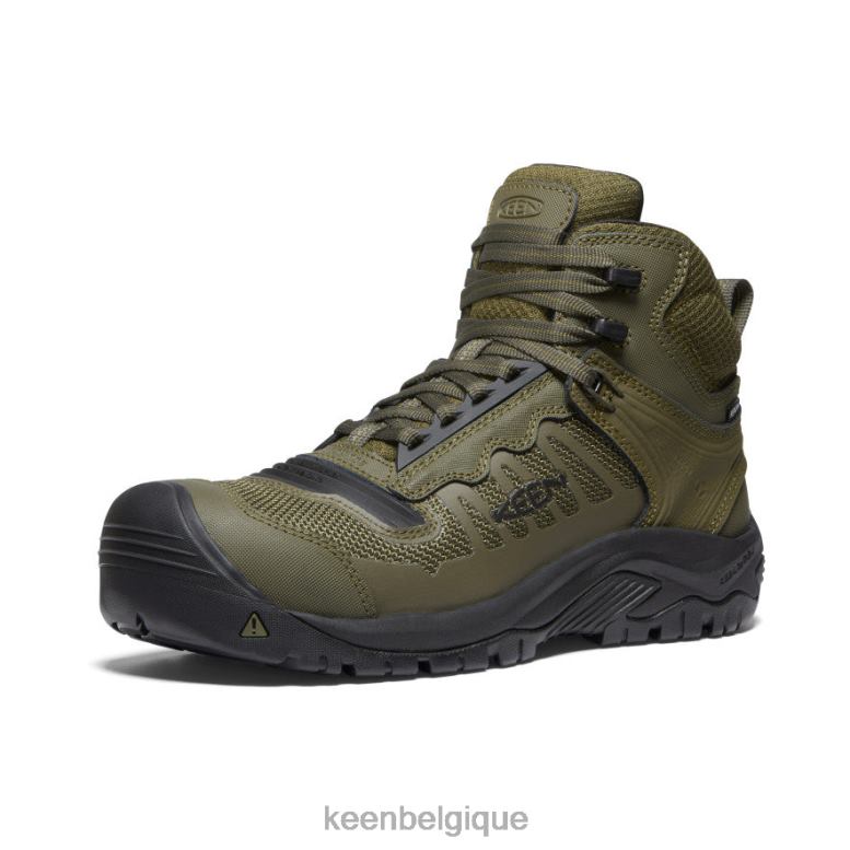 chaussure KEEN Reno Mid KBF imperméable (embout en fibre de carbone) olive foncé/noir Hommes PD0JD20