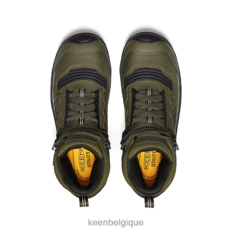 chaussure KEEN Reno Mid KBF imperméable (embout en fibre de carbone) olive foncé/noir Hommes PD0JD20