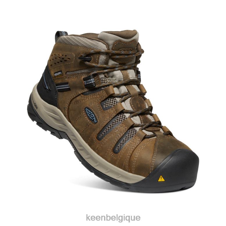chaussure KEEN botte imperméable Flint II (embout en acier) marron cascade/bleu orion Hommes PD0JD181