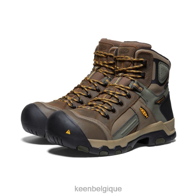 chaussure KEEN davenport al waterproof mid (embout composite) shitake/soirée en forêt Hommes PD0JD289