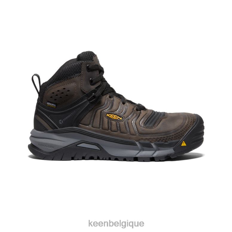 chaussure KEEN kansas city+ imperméable mi-haut (embout en fibre de carbone) grain de café/noir Hommes PD0JD179