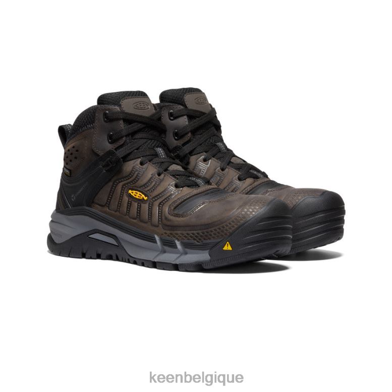 chaussure KEEN kansas city+ imperméable mi-haut (embout en fibre de carbone) grain de café/noir Hommes PD0JD179