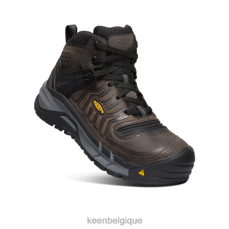 chaussure KEEN kansas city+ imperméable mi-haut (embout en fibre de carbone) grain de café/noir Hommes PD0JD179