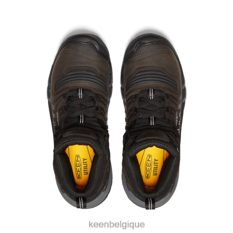 chaussure KEEN kansas city+ kbf imperméable mi-haut (bout souple) grain de café/noir Hommes PD0JD2