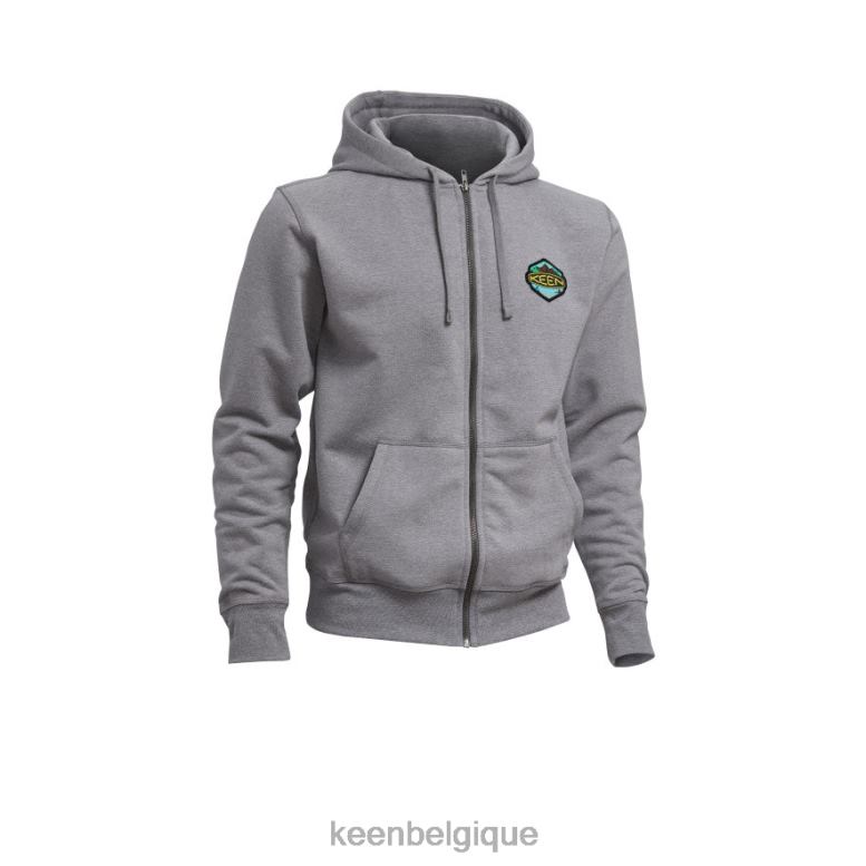 vêtements KEEN sweat à capuche avec insigne gris moyen chiné Hommes PD0JD351